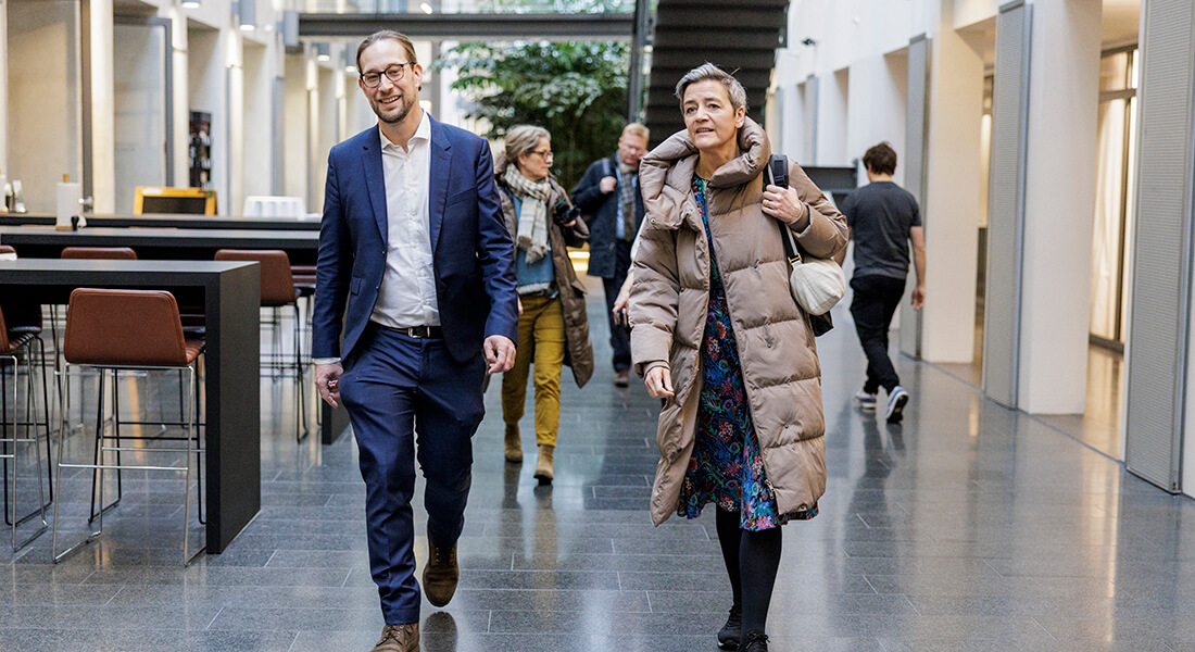 Margrethe Vestager and professor Matthias Christandl